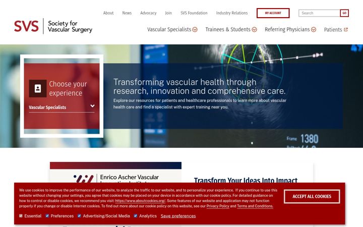 Screenshot of vascular.org