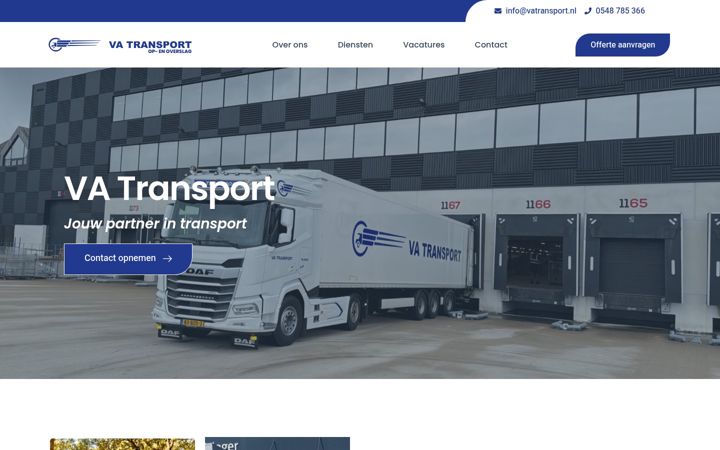 Snímek obrazovky vatransport.nl