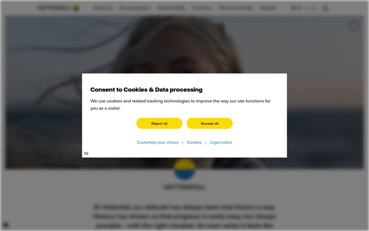 Captură de ecran a vattenfall.com