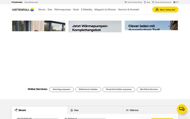 Screenshot of vattenfall.de