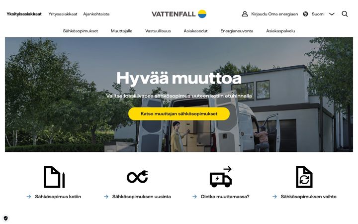 Screenshot of vattenfall.fi
