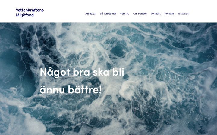Skærmbillede af vattenkraftensmiljofond.se
