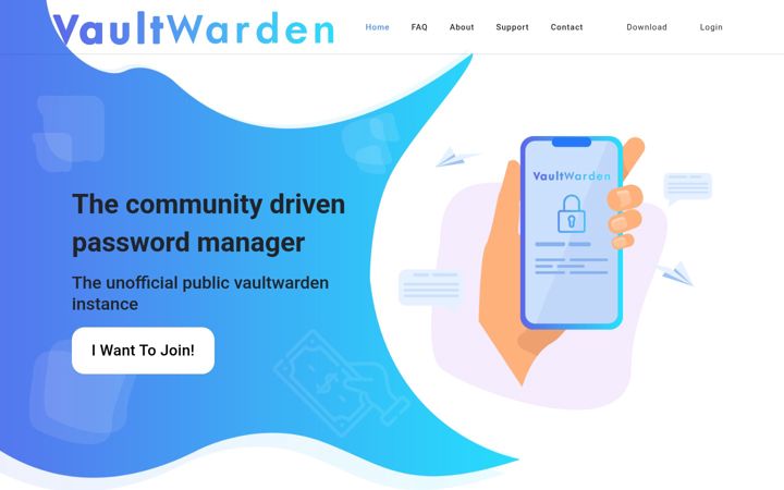 Screenshot of vaultwarden.net