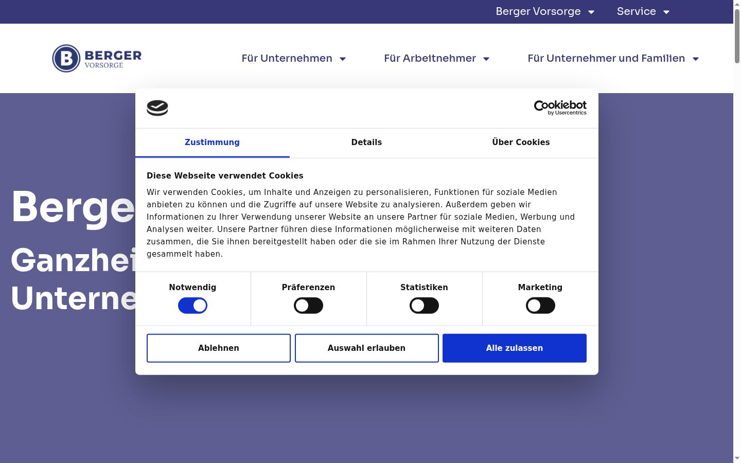 Képernyőkép a bármilyen interakció előtt megjelenő hozzájárulási bannerről