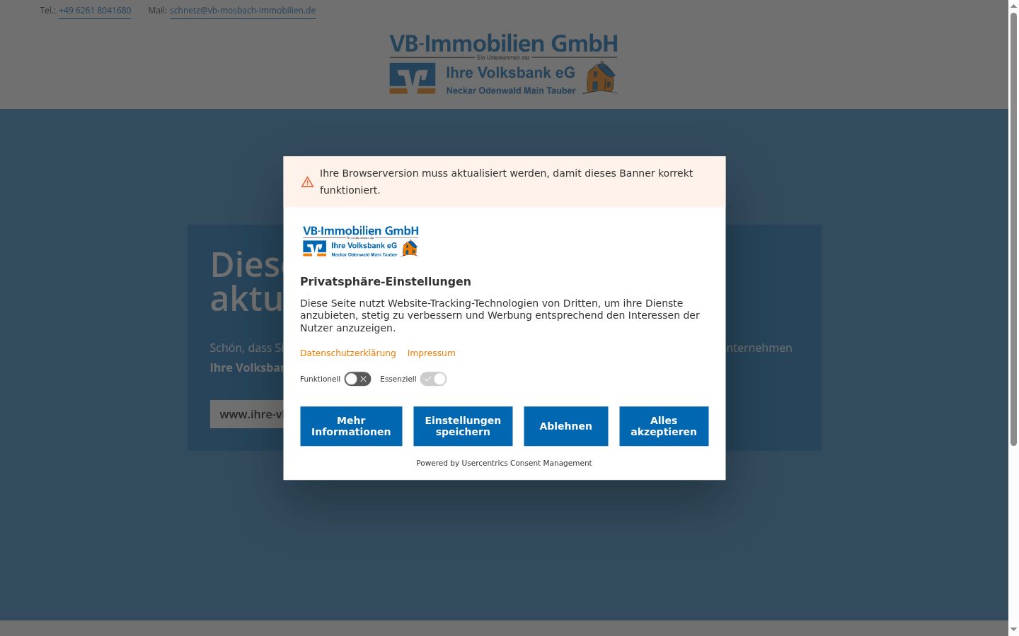 Sutikimo reklamjuostės, rodytos prieš bet kokią sąveiką, ekrano kopija