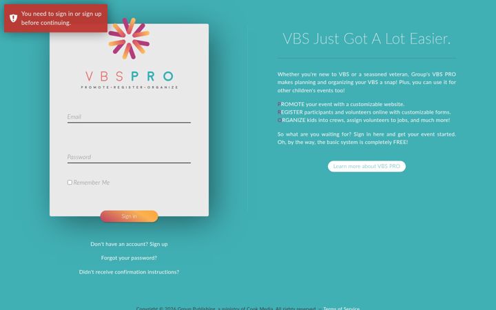 Screenshot of vbspro.events