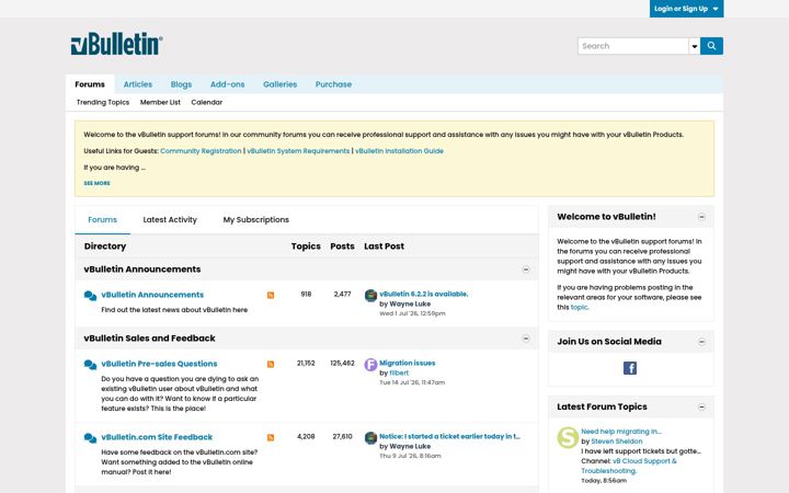 Screenshot of vbulletin.org