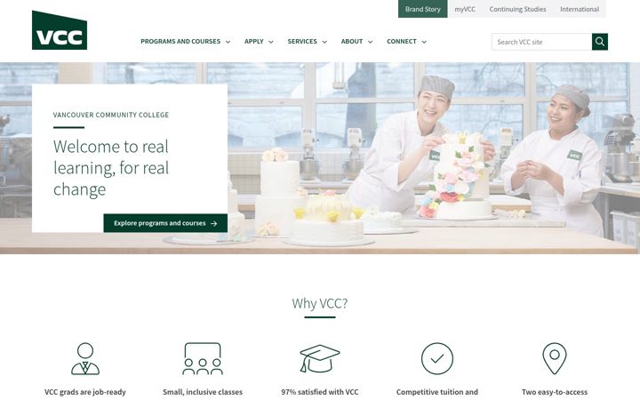 Skærmbillede af vcc.ca