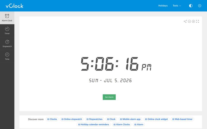 Screenshot of vclock.com