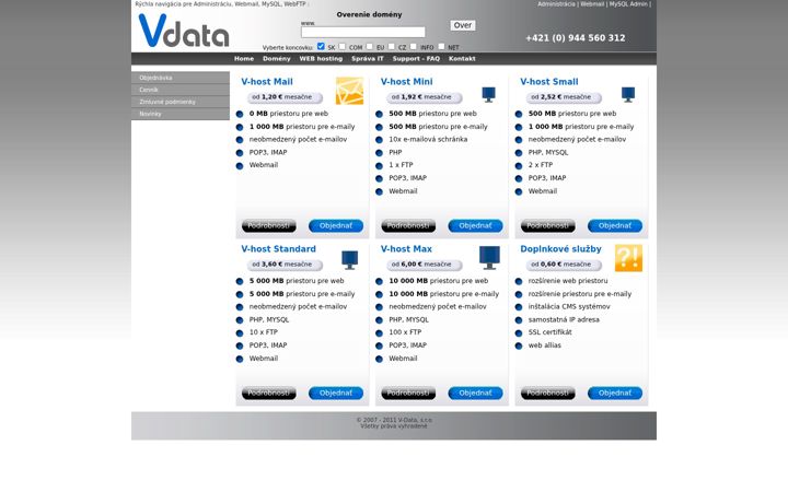 Screenshot of vdata.sk