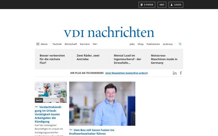 Screenshot of vdi-nachrichten.com