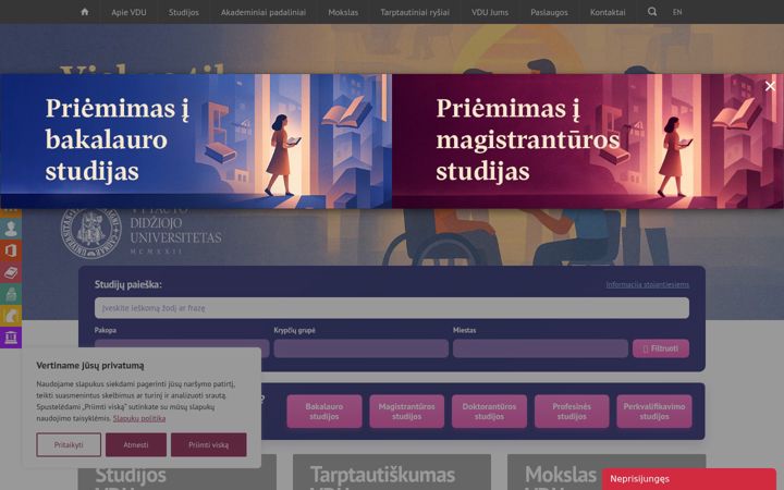 Ekrānuzņēmums no vdu.lt