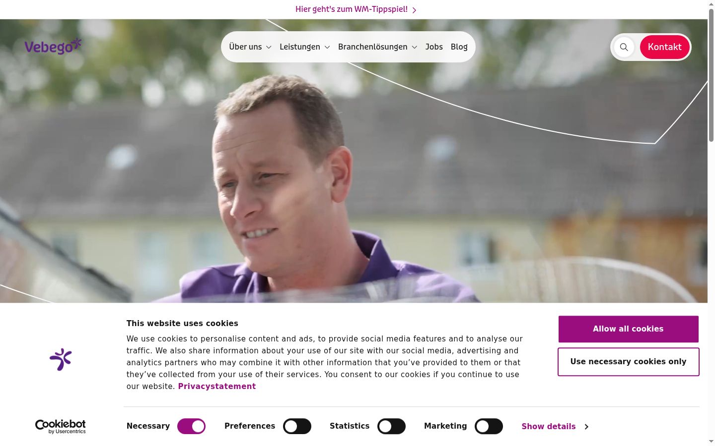 Screenshot des Einwilligungsbanners vor jeglicher Interaktion