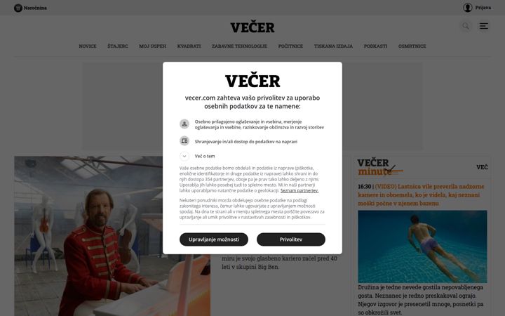 Screenshot of vecer.com