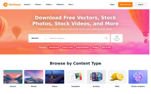 Screenshot of vecteezy.com