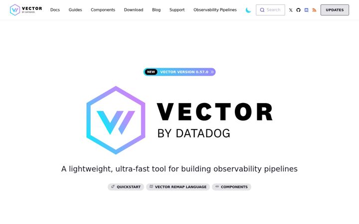 Screenshot von vector.dev