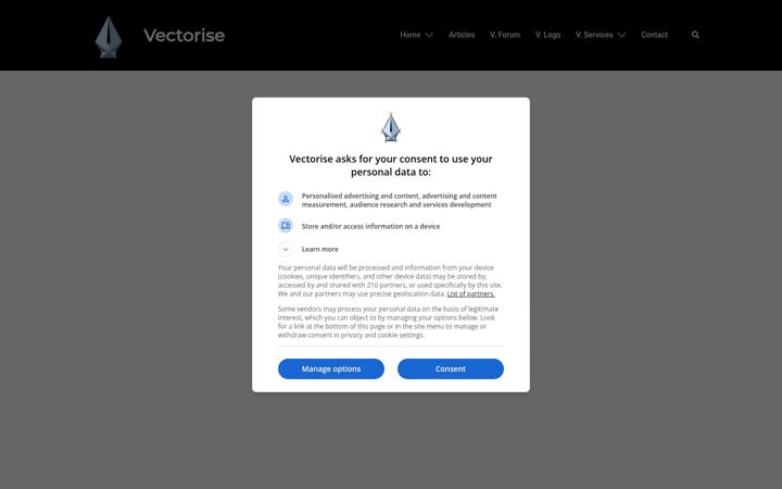 Skærmbillede af vectorise.net
