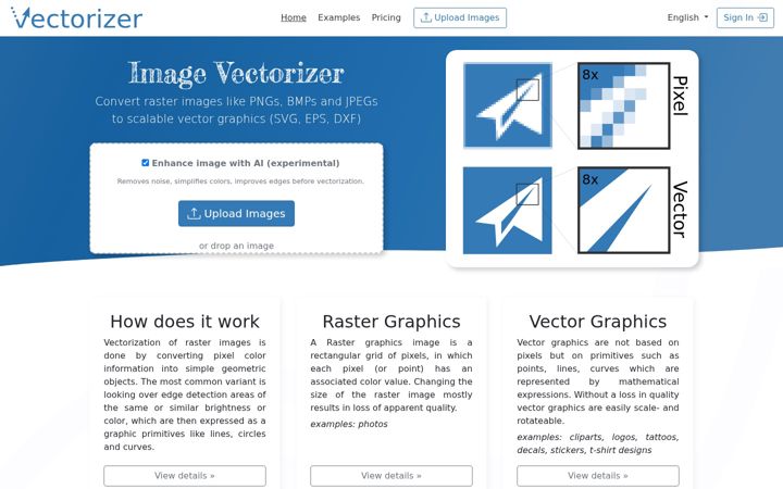 Screenshot of vectorizer.io