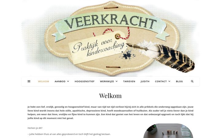 Screenshot ta' veerkrachtkindercoach.nl