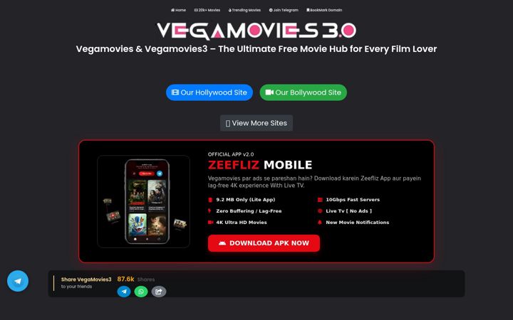 Screenshot of vegamovies3.food