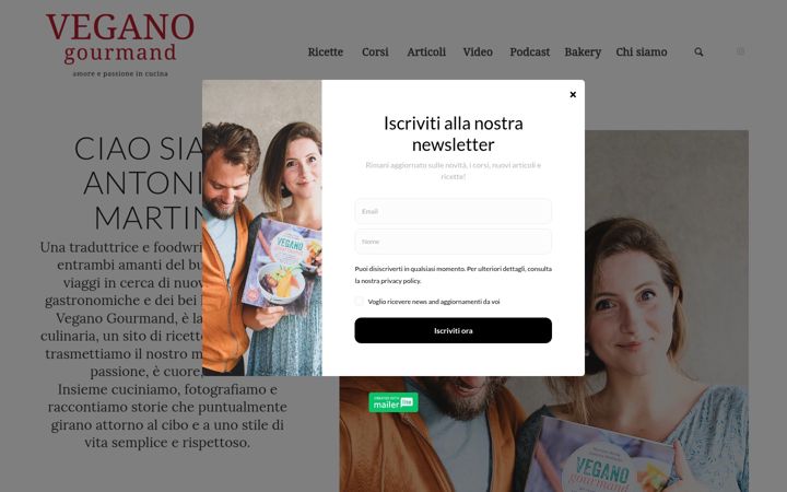 Screenshot stránky veganogourmand.it