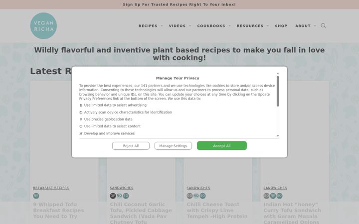 Screenshot of veganricha.com