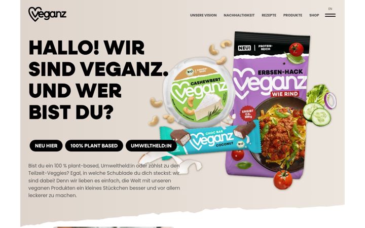 Screenshot of veganz.de