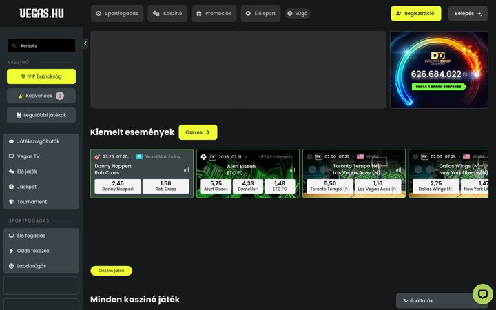 Screenshot of vegas.hu