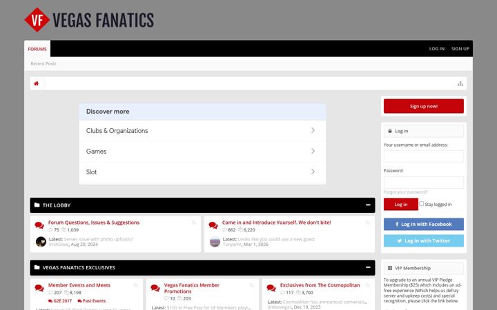 Screenshot of vegasfanatics.com