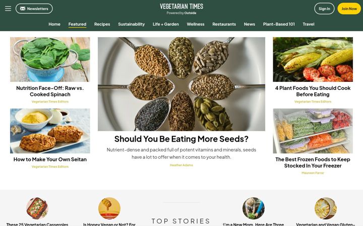 Screenshot of vegetariantimes.com