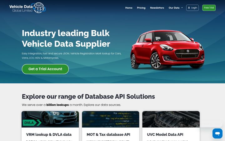 Screenshot of vehicledataglobal.com