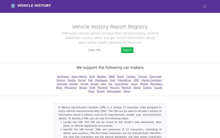 Ekrānuzņēmums no vehiclehistory.pro