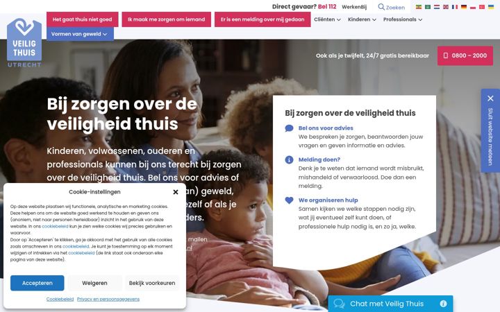 Screenshot of veiligthuisutrecht.nl
