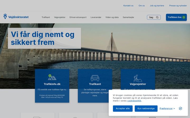 Screenshot of vejdirektoratet.dk