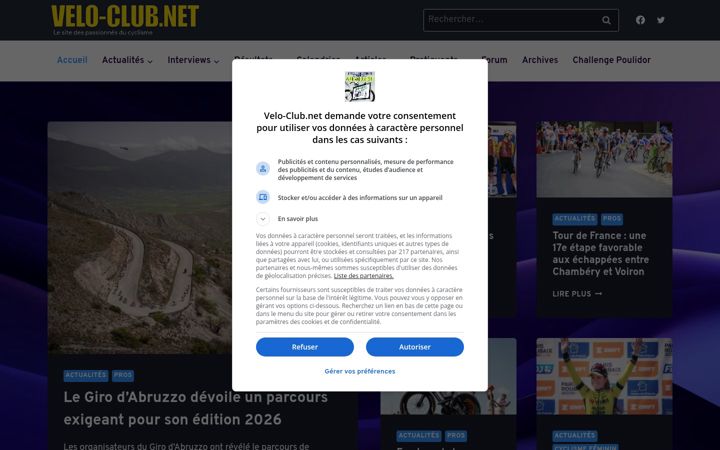 Screenshot ta' velo-club.net