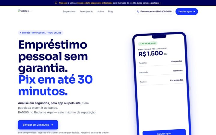 Screenshot of velotax.com.br