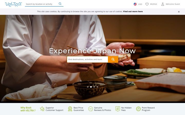 Screenshot of veltra.com