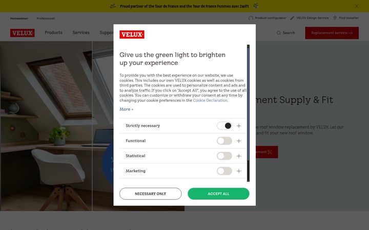 Screenshot of velux.co.uk