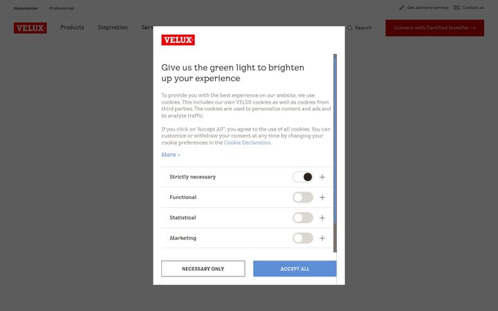 Skärmbild av velux.com.au