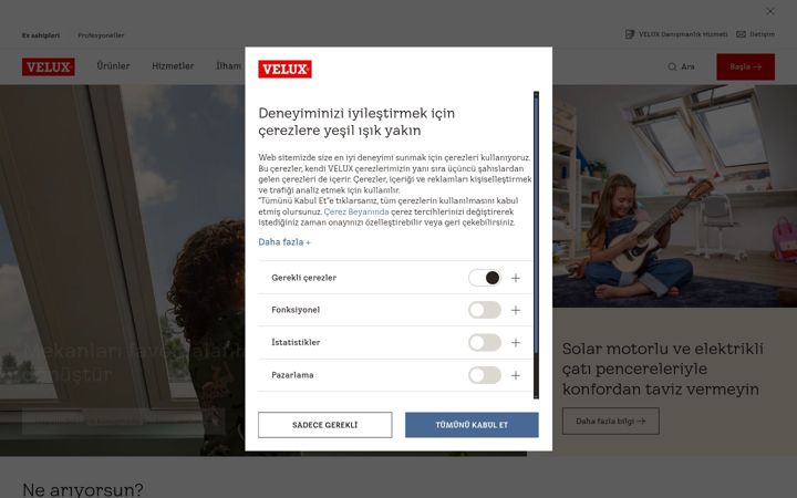 Screenshot of velux.com.tr
