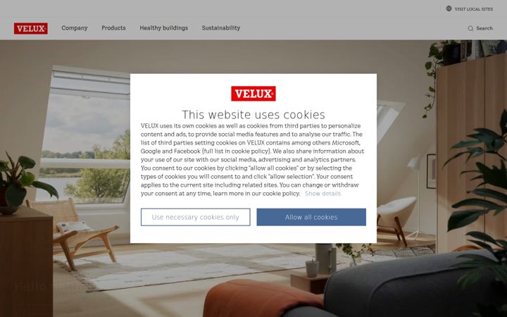 Zrzut ekranu velux.com