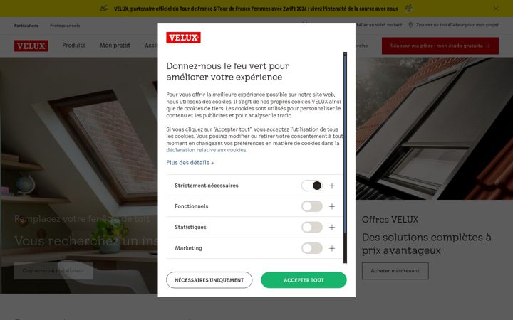Screenshot of velux.fr