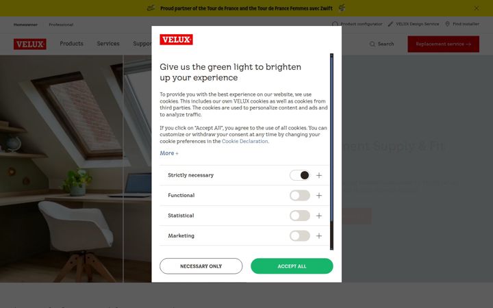 Screenshot of velux.ie