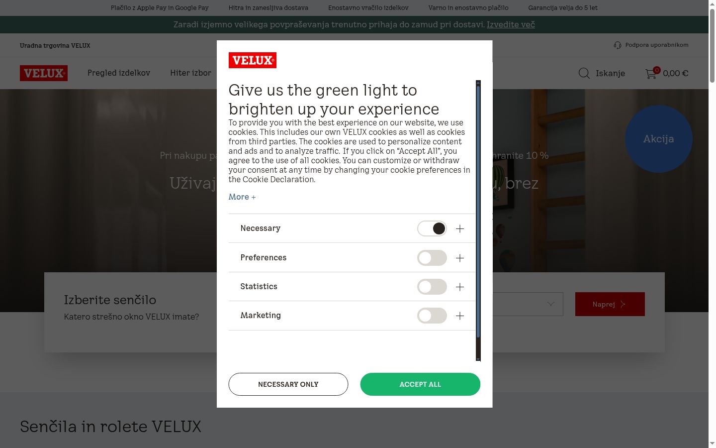 Screenshot of the consent banner shown before any interaction