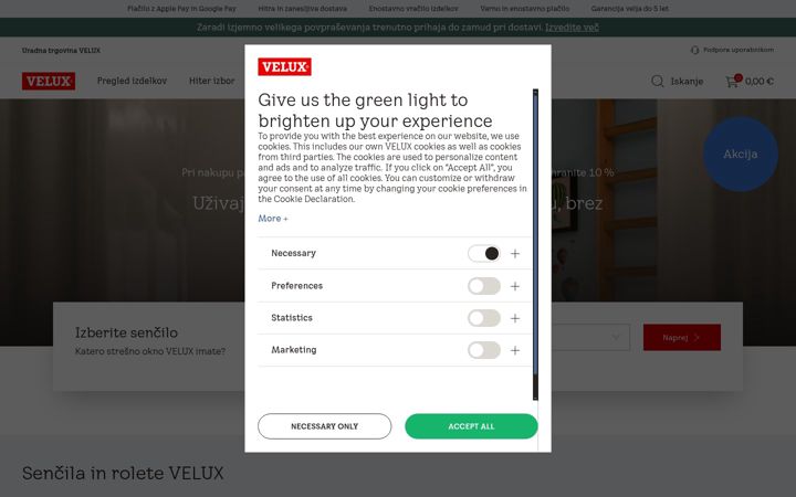 Screenshot of veluxtrgovina.si