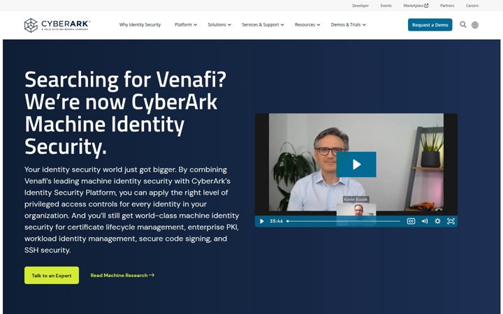 Screenshot of venafi.com