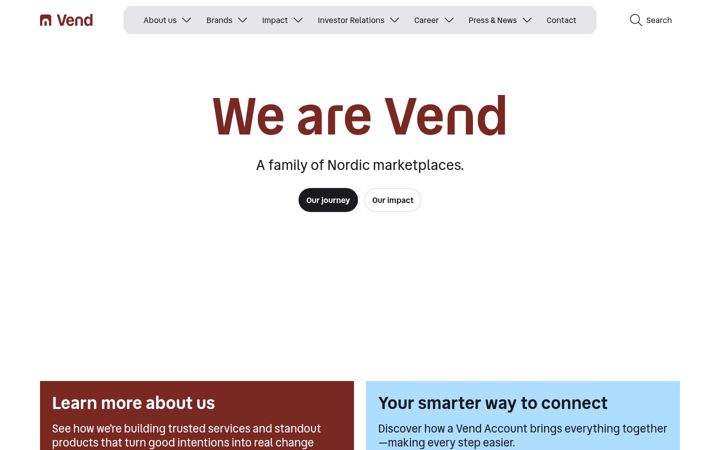 Screenshot of vend.no