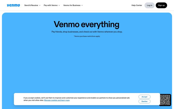 Posnetek zaslona venmo.com