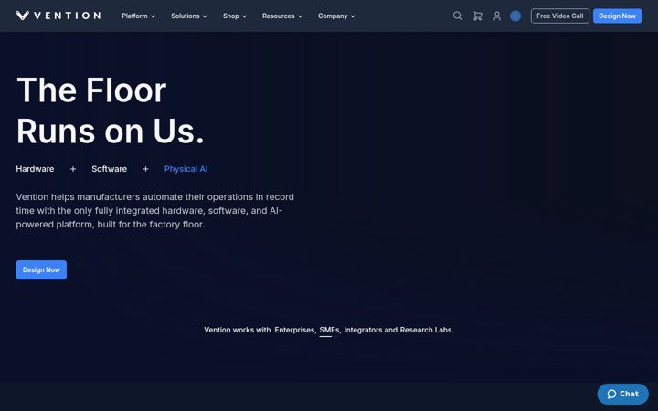 Screenshot stránky vention.io