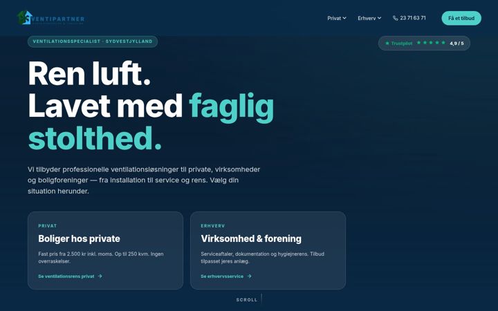 Screenshot of ventipartner.dk